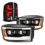 2009 Dodge Ram 3500 Black New DRL Projector Headlights Custom LED Tail Lights