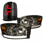 2009 Dodge Ram 3500 Smoked Tube DRL Headlights Custom LED Tail Lights