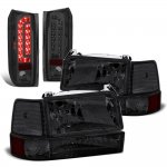 Ford F250 1992-1996 Smoked Headlights Set LED Tail Lights