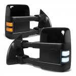 2010 Ford F350 Super Duty Glossy Black Tow Mirrors Smoked Switchback LED Sequential Signal