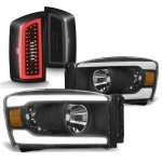 Dodge Ram 3500 2007-2009 Black LED DRL Headlights Tinted Tail Lights