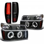 2004 Chevy Colorado Black Halo Projector Headlights Tinted Tube LED Tail Lights