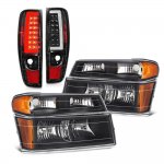 2012 Chevy Colorado Black Headlights Set Tube LED Tail LIghts
