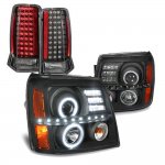 2002 Cadillac Escalade Black Halo Projector Headlights LED Tail Lights