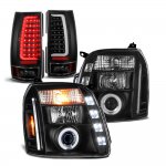 2011 GMC Yukon XL Black Halo Projector Headlights Tube LED Tail Lights