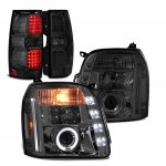 2009 GMC Yukon XL Smoked Halo Projector Headlights LED Tail Lights