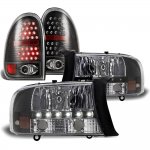 1999 Dodge Durango Black DRL Headlights LED Tail Lights