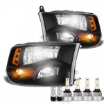 2016 Dodge Ram Black LED Quad Headlight Bulbs Set Complete Kit