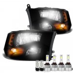 Dodge Ram 2500 2010-2018 Black Smoked LED Quad Headlight Bulbs Set Complete Kit