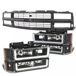 1995 Chevy Tahoe Black Grille LED DRL Headlights Bumper Lights