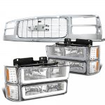 GMC Yukon 1994-1999 Chrome Grille LED DRL Headlights Bumper Lights