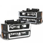 1997 Chevy 2500 Pickup Black LED DRL Headlights Bumper Lights