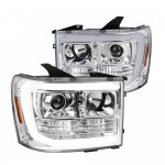 2007 GMC Sierra Chrome LED Tube DRL Projector Headlights