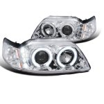 2000 Ford Mustang Clear Dual Halo Projector Headlights with LED