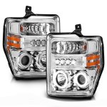 2008 Ford F550 Super Duty Clear Projector Headlights with Halo and LED