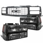 1995 GMC Sierra 3500 Black Grille Smoked Headlights Set