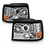 Ford F250 1992-1996 Chrome Halo Projector Headlights with LED