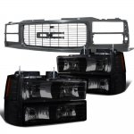 1999 GMC Suburban Black Grille Black Smoked Headlights Set