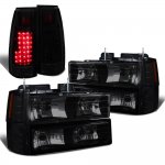 1996 Chevy 2500 Pickup Black Smoked Headlights LED Tail Lights