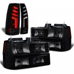 1998 Chevy 1500 Pickup Black Smoked Headlights Custom Tube LED Tail Lights