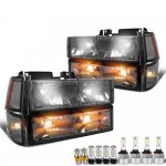 Chevy 2500 Pickup 1994-1998 Smoked Headlights LED Bulbs Complete Kit