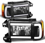 1990 Ford Bronco Black LED Tube DRL Headlights