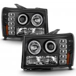 2007 GMC Sierra Black Dual Halo Projector Headlights with LED