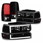 2001 Chevy Tahoe Black Smoked Tube DRL Headlights LED Tail Lights