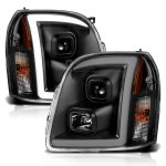 2011 GMC Yukon XL Black LED DRL Projector Headlights