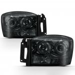 2008 Dodge Ram 2500 Smoked Halo Projector Headlights LED