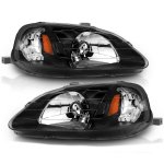 Honda Civic 1999-2000 Black Euro Headlights