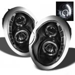 2006 Mini Cooper Black Halo Projector Headlights with LED Daytime Running Lights