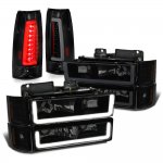 1998 Chevy 2500 Pickup Black Smoked LED DRL Headlights Tail Lights