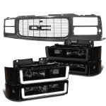 1994 GMC Jimmy Full Size Black Grille Black Smoked LED DRL Headlights Bumper Lights