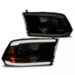 Dodge Ram 2009-2018 Black Smoked LED DRL Headlights