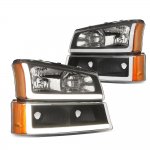 Chevy Avalanche 2003-2006 Black LED DRL Headlights Bumper Lights