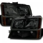 Chevy Avalanche 2003-2006 Black Smoked Headlights Bumper Lights