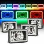 Dodge Mini Ram Van 1984-1986 Color LED Halo Black Sealed Beam Projector Headlight Conversion High Low Beams