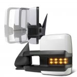 Chevy Avalanche 2003-2005 White Power Folding Towing Mirrors Smoked LED Lights