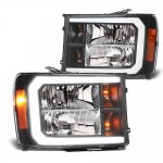 GMC Sierra 2500HD 2007-2013 Black LED DRL Headlights