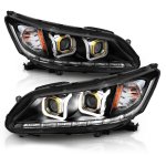 Honda Accord Sedan 2013-2015 Black Projector Headlights LED DRL