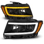 2013 Jeep Grand Cherokee Black Projector Headlights LED DRL Switchback Signals