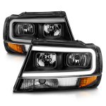 2004 Jeep Grand Cherokee Black Headlights LED DRL