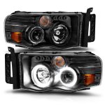 Dodge Ram 3500 2003-2005 Black Projector Headlights Halo LED