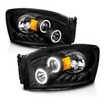 2008 Dodge Ram 2500 Black Projector Headlights LED Halo