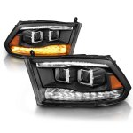 2011 Dodge Ram 2500 Black Dual Projector Headlights LED DRL