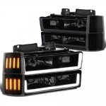 1994 Chevy 1500 Pickup Black Smoked LED DRL Headlights Bumper Side Marker Lights