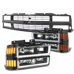 1996 Chevy 2500 Pickup Black Grille LED DRL Headlights Bumper Marker Lights