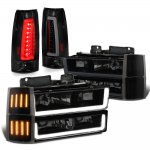 1997 Chevy Suburban Black Smoked LED DRL Headlights Marker Tail Lights