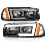 GMC Sierra 2500HD 2001-2006 Black Headlights LED DRL